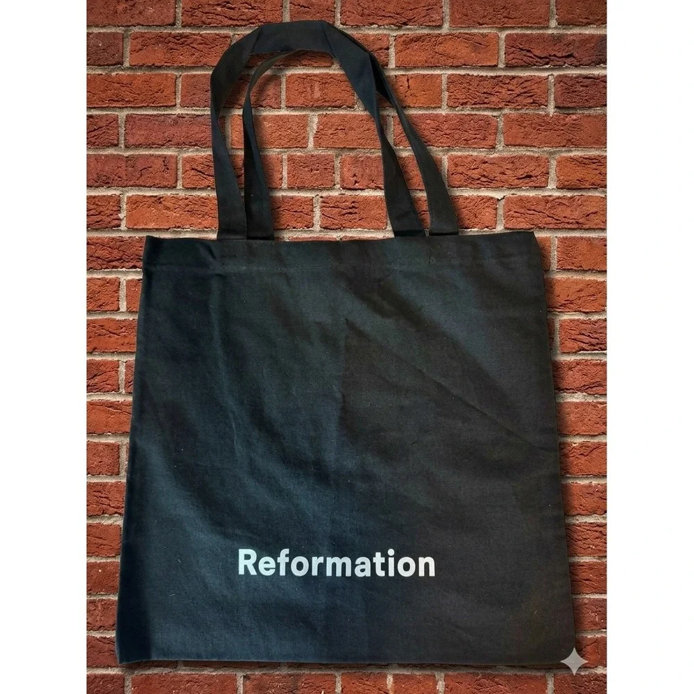 Reformation Black Canvas Tote Bag Logo Graphic Eco Friendly Reusable Bag